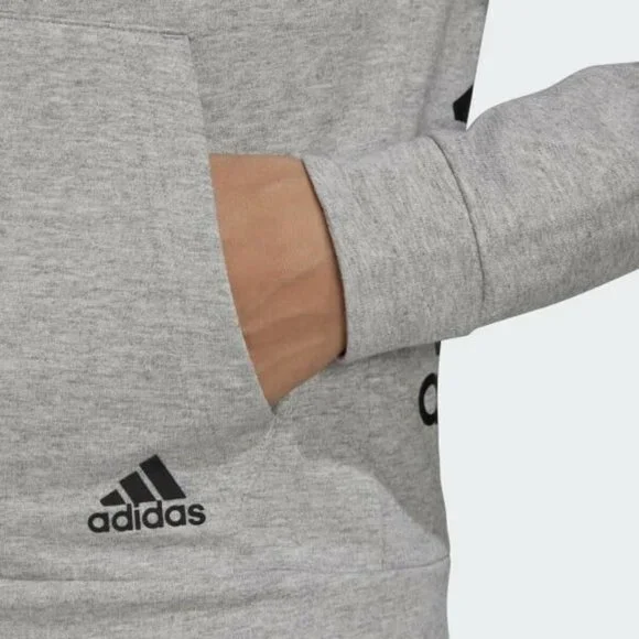 Adidas Must Haves Stacked Logo Hoodie Women’s Full Zip Sweatshirt Gray Hoody - Picture 6 of 9